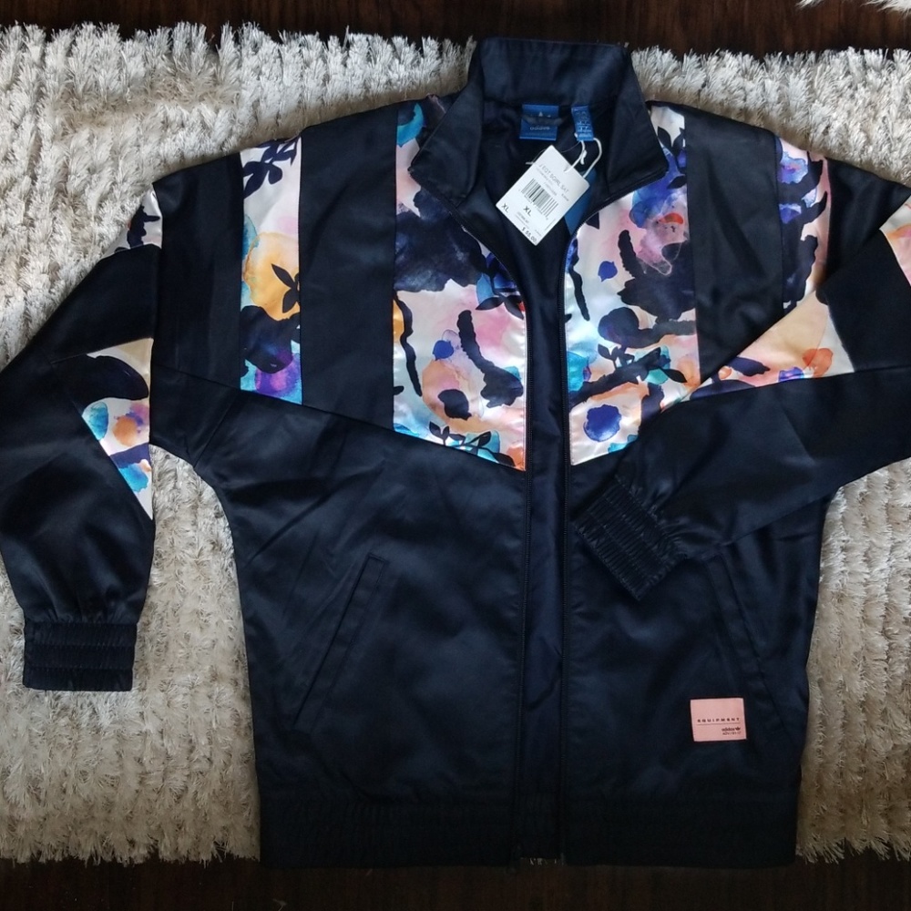 NWT Adidas multi color print zip up jacket